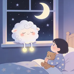 Bedtime story illustration in the Simple & modern style