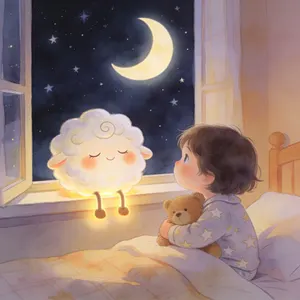 Bedtime story illustration in the Dreamy watercolor style